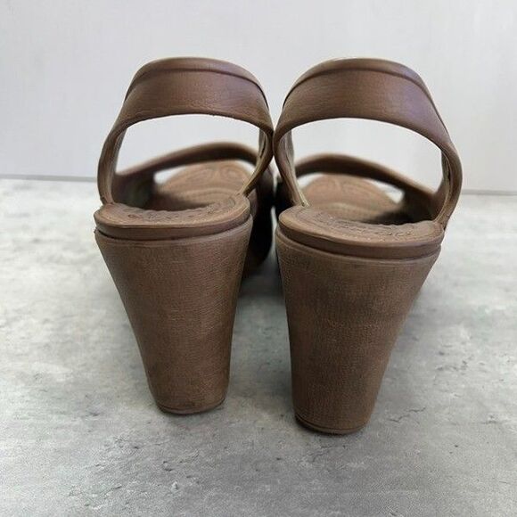 Crocs Havana Peep Toe Brown Slingback Platform Wedge Sandals Womens Size 10 - Picture 6 of 10
